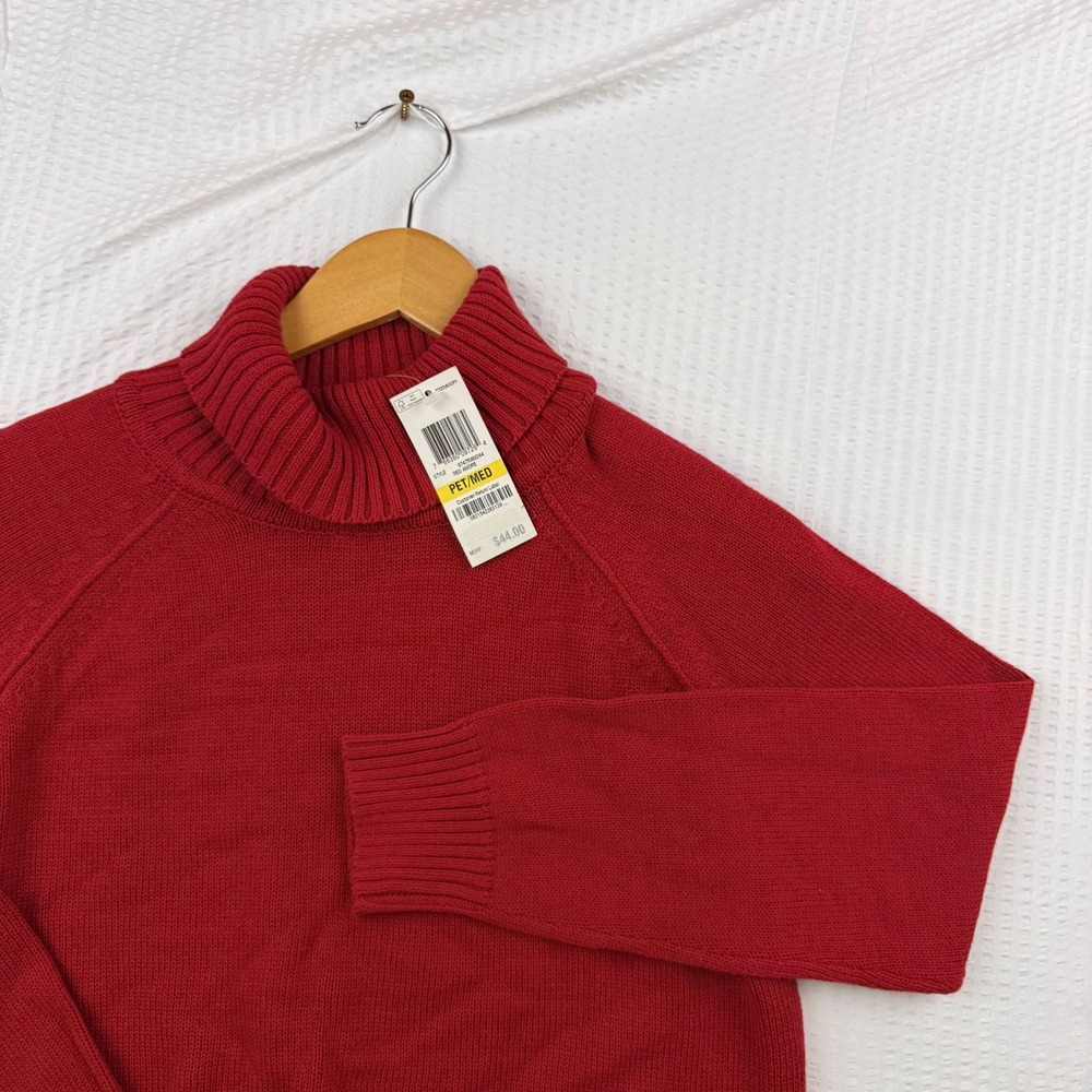Karen Scott Petites Red Amore Cotton Turtleneck Sweater PM NWT 97478AM244